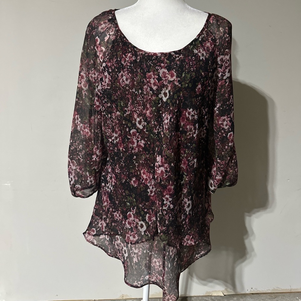 Roz Ali Sheer Floral Blouse with Lining – Size XL